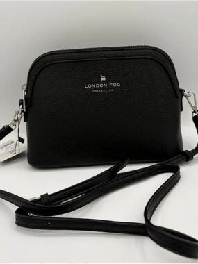 London Fog Black Pebbled Crossbody Bag